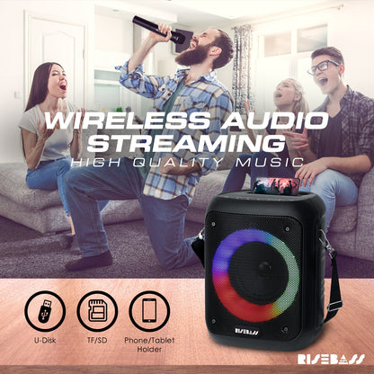 Portable Karaoke Machine w/ 2 Wireless Microphones-4