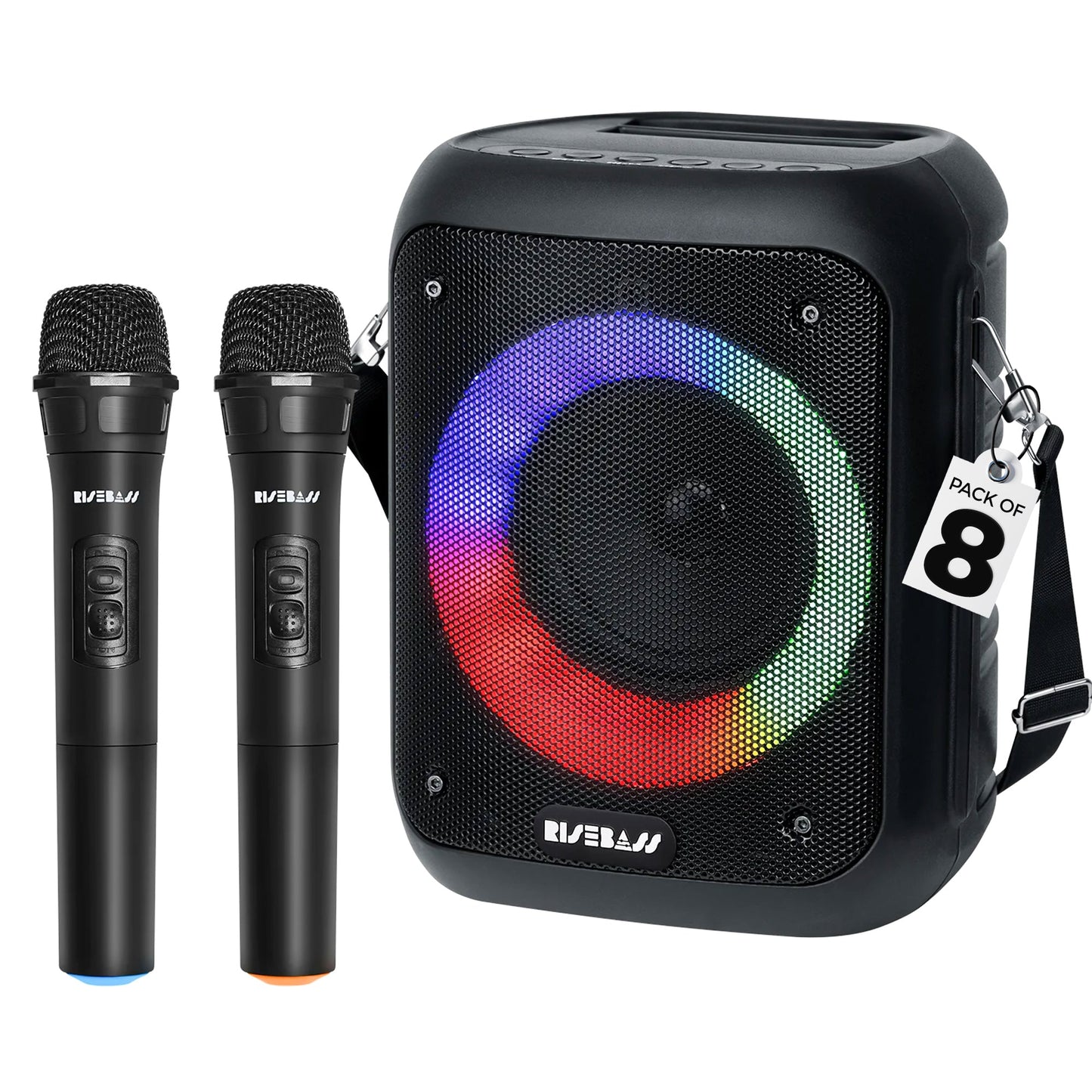 Portable Karaoke Machine w/ 2 Wireless Microphones-5